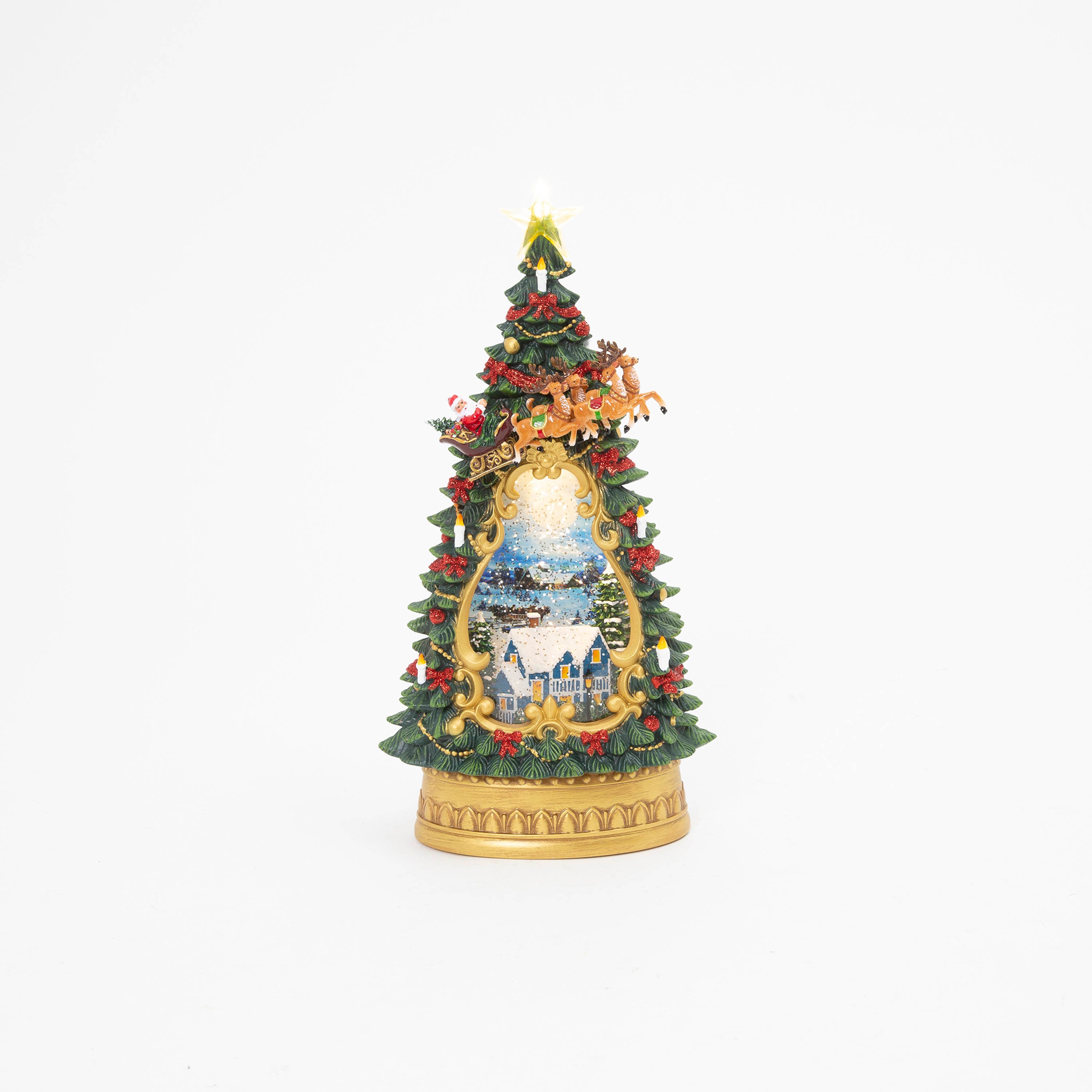 Lighted 13.8 in H Battery Operated Lighted Holiday Scene Spinning Water Globe 2688640EC